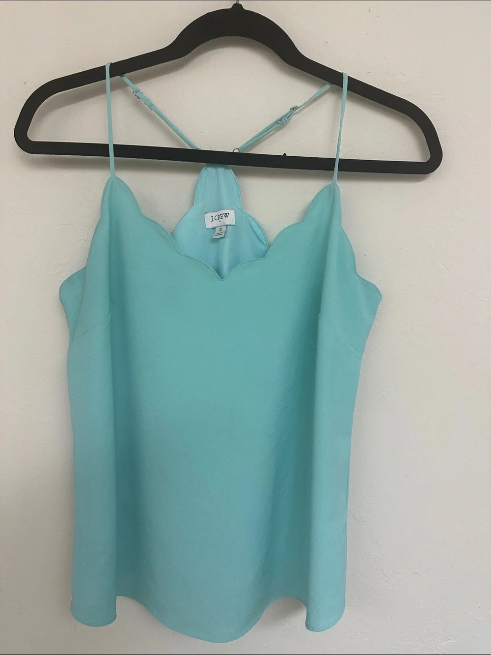 J. Crew Scalloped Neck Camisole in Aqua Blue